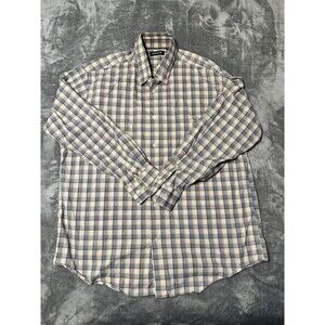 Orvis Shirt Mens Brown Tan Long Sleeve Button Up Cotton Vintage Plaid XL
